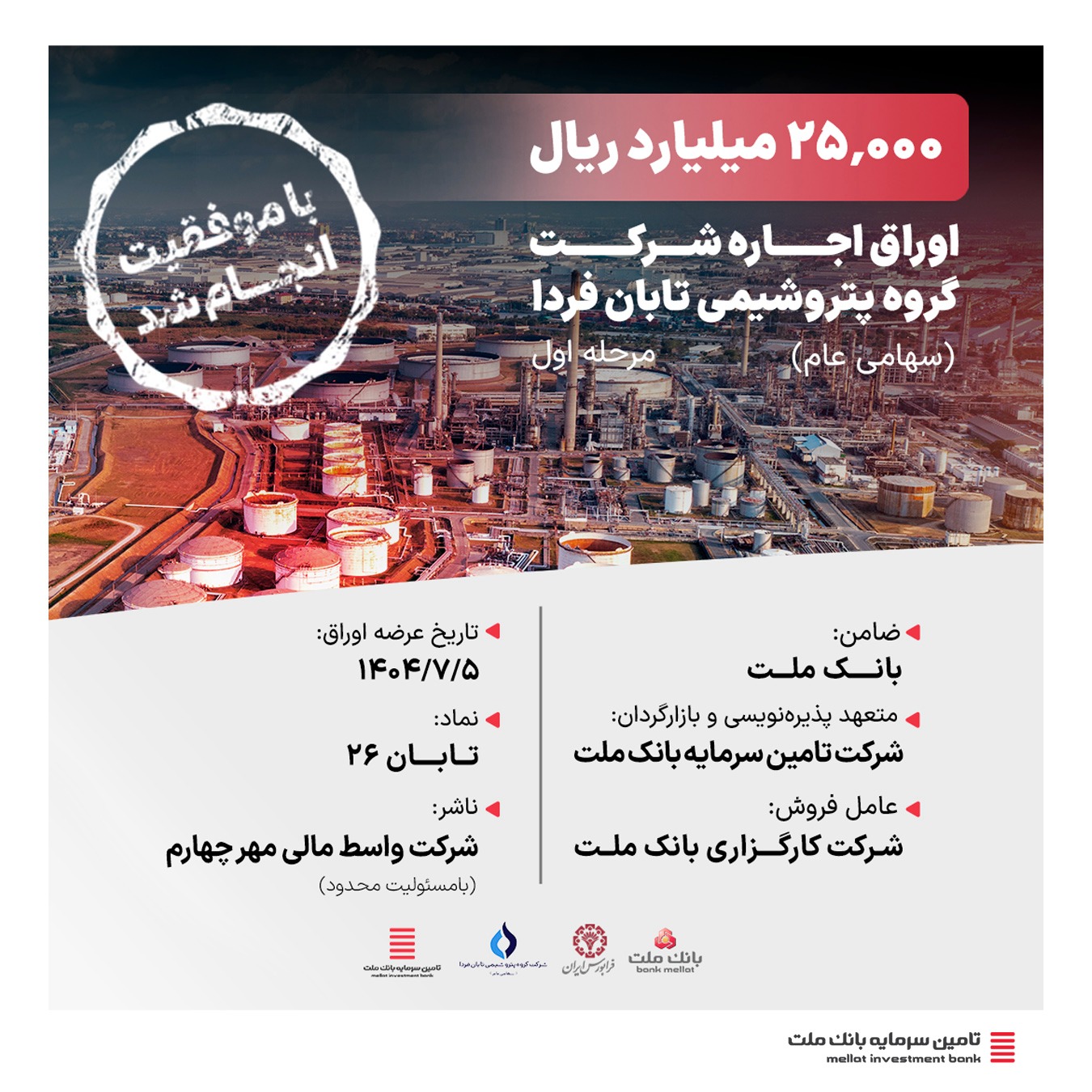 تأمین مالی ۲۵ هزار میلیارد ریالی نیروگاه 360 مگاواتی سیکل ترکیبی صبا دهلران با ضمانت بانک ملت و تعهدپذیره‌نویسی تأمین سرمایه بانک ملت